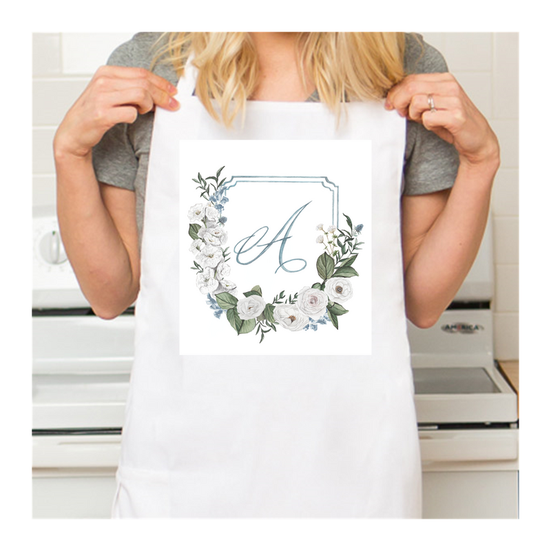 Personalized White Retro Apron with Pocket