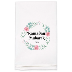 Couples Towel Tea Towel with Floral Wreath - Personalized Kitchen Towel