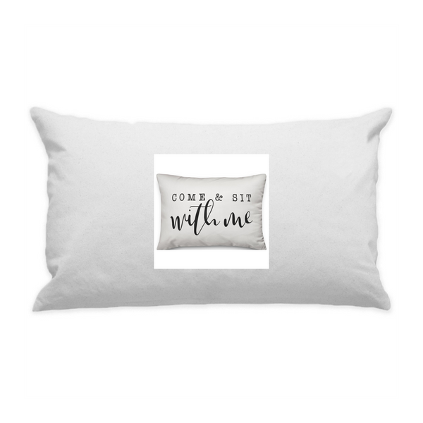 10"x18" White Cotton Canvas Decorative Pillow Case