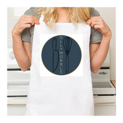 Personalized White Retro Apron with Pocket