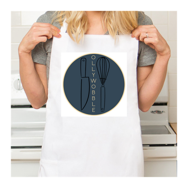 Personalized White Retro Apron with Pocket