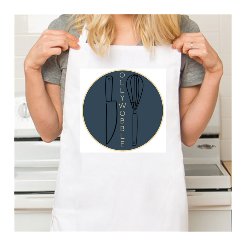 Personalized White Retro Apron with Pocket