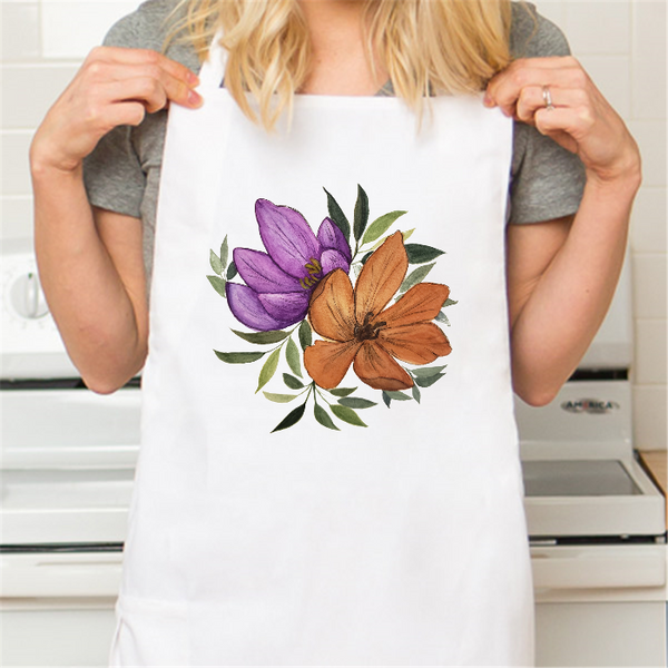 Personalized White Retro Apron with Pocket