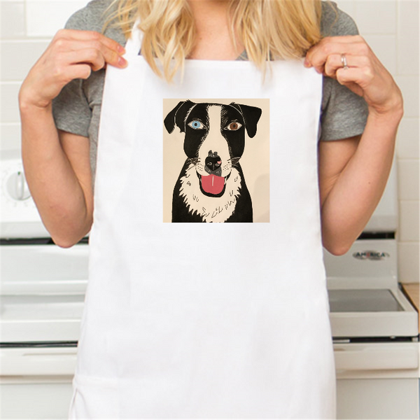 Personalized White Retro Apron with Pocket