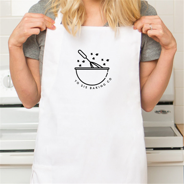 Personalized White Retro Apron with Pocket