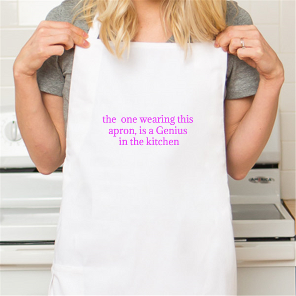 Personalized White Retro Apron with Pocket