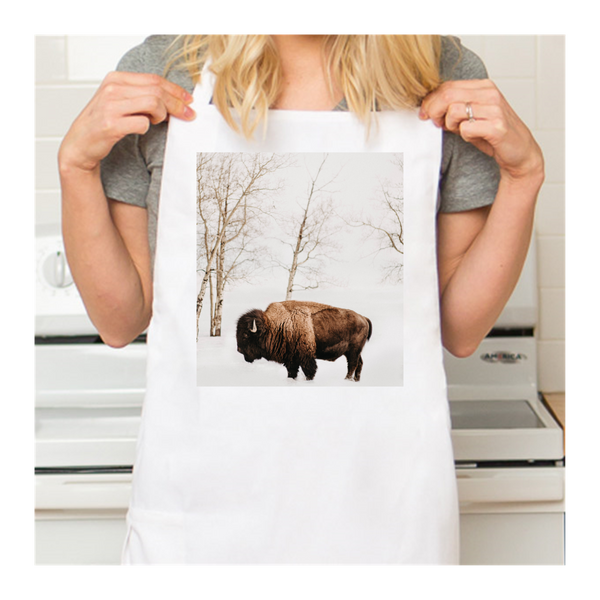 Personalized White Retro Apron with Pocket