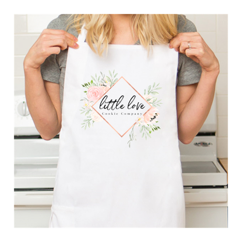 Personalized White Retro Apron with Pocket