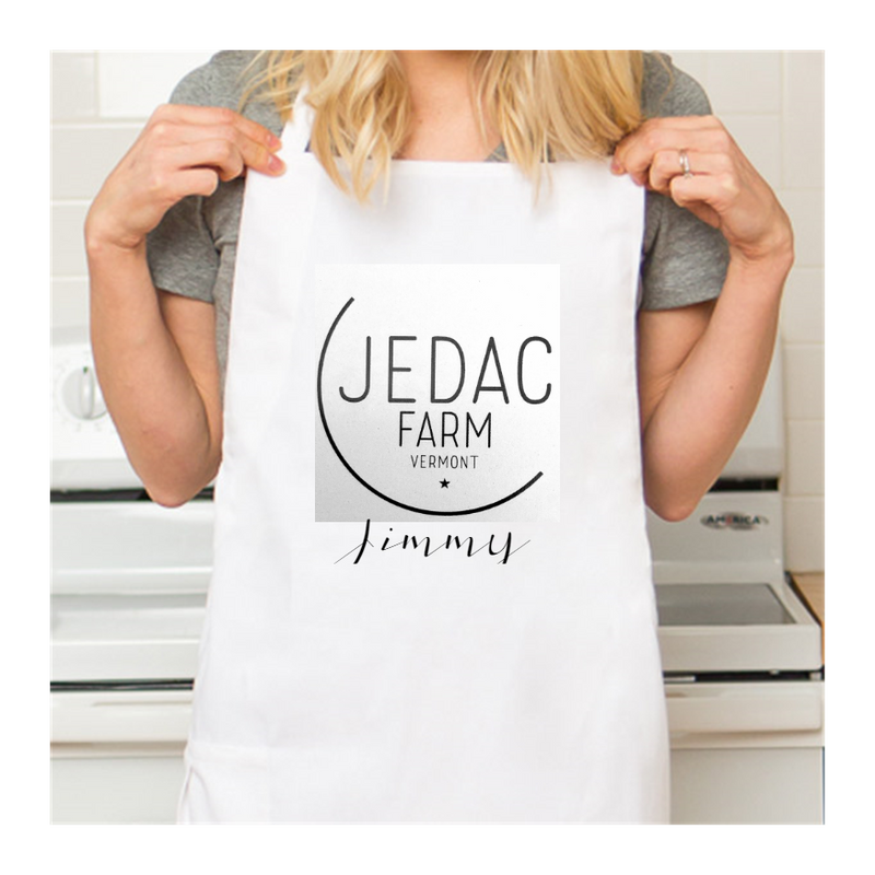 Personalized White Retro Apron with Pocket
