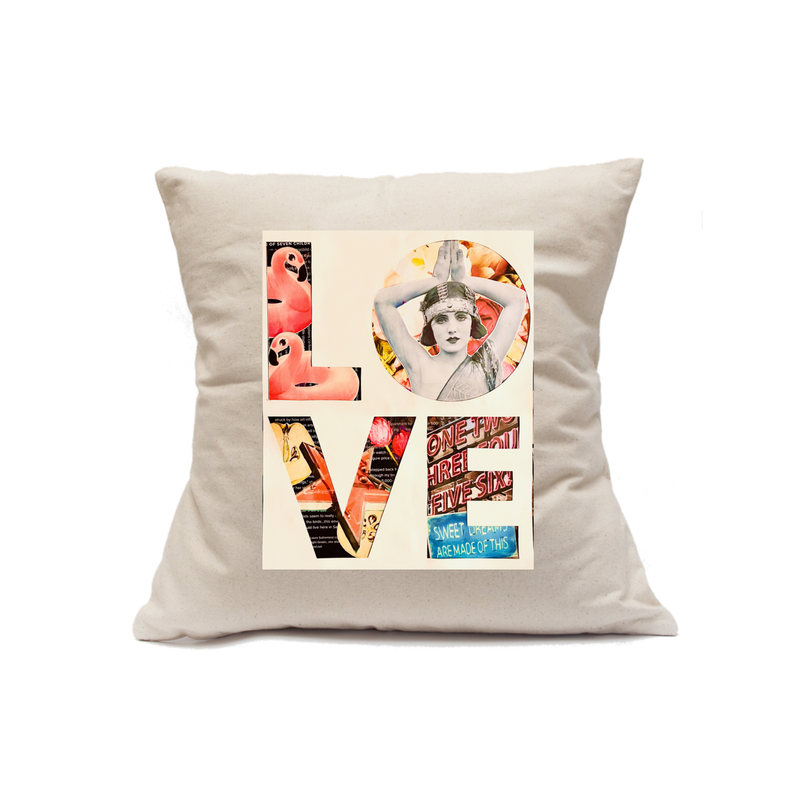 Custom Printed Natural Canvas Pillowcase with Zipper 18"x18"