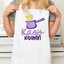 Personalized White Retro Apron with Pocket