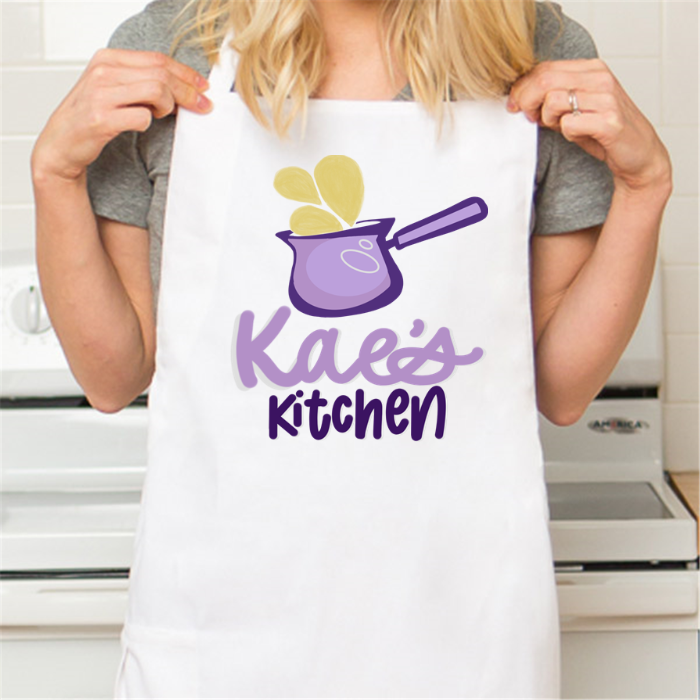 Personalized White Retro Apron with Pocket