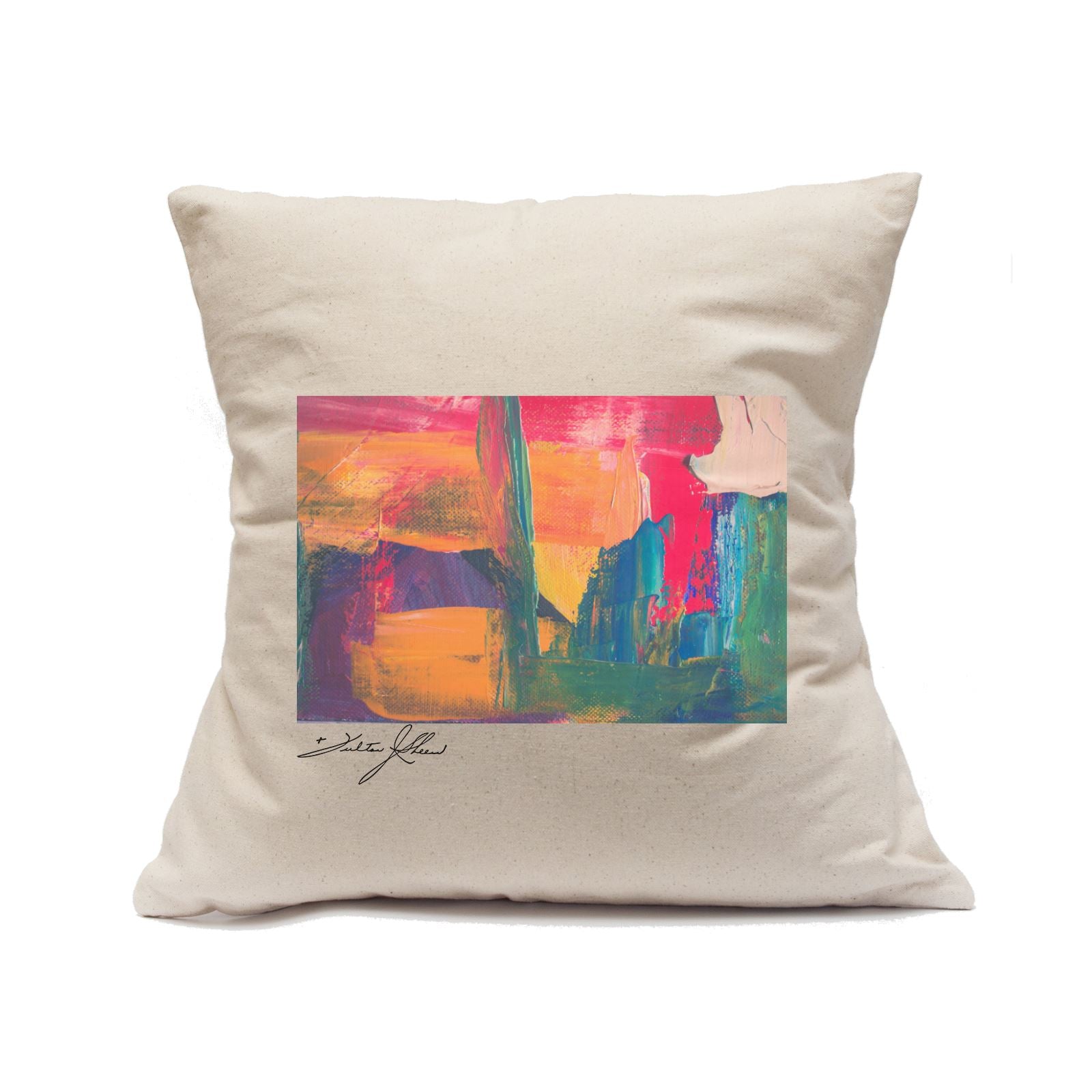 Custom Printed Natural Canvas Pillowcase with Zipper 18"x18" Canvastry