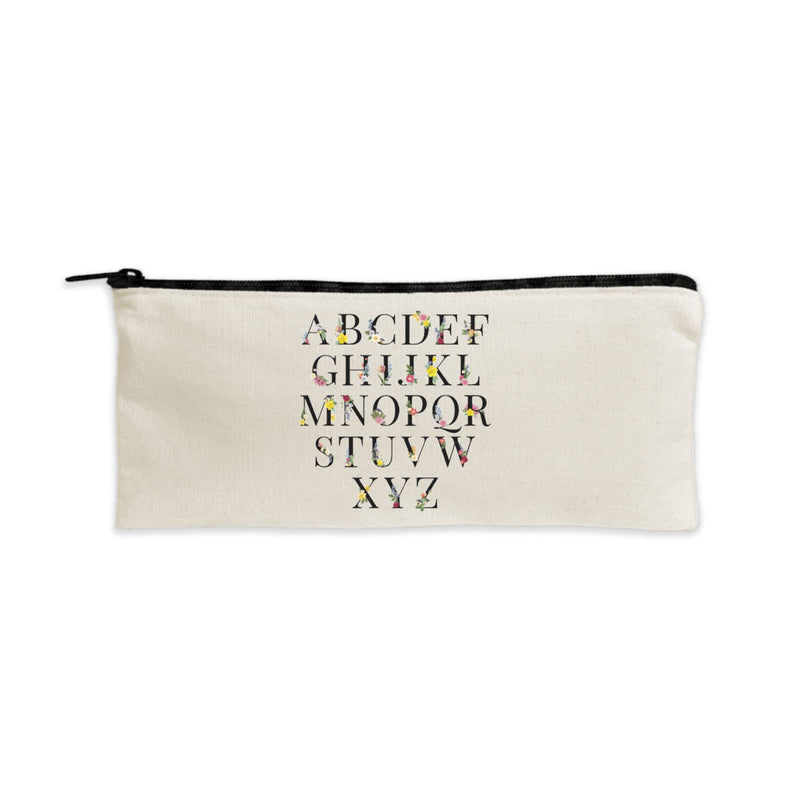 Personalized Cotton Pencil Pouch with Black Zipper
