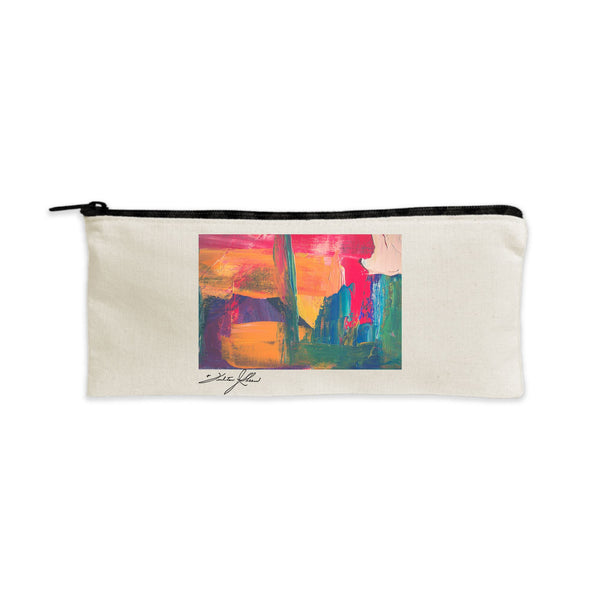 Personalized Cotton Pencil Pouch with Black Zipper
